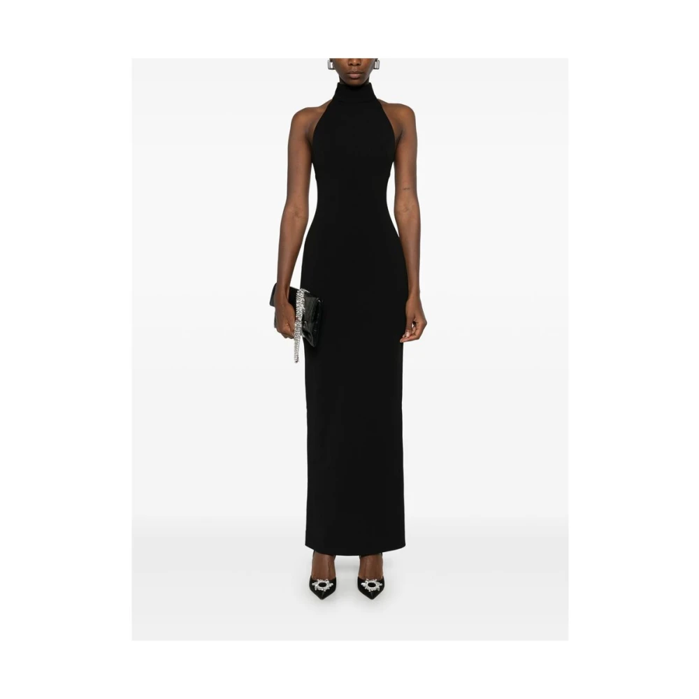 Solace London Zwarte Halternek Mouwloze Lange Jurk Black Dames