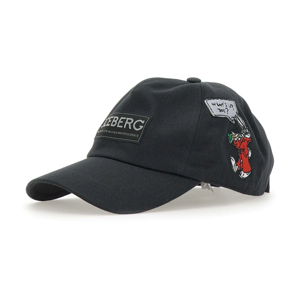 Iceberg Zwarte Katoenen Baseballpet met Logo Black Heren