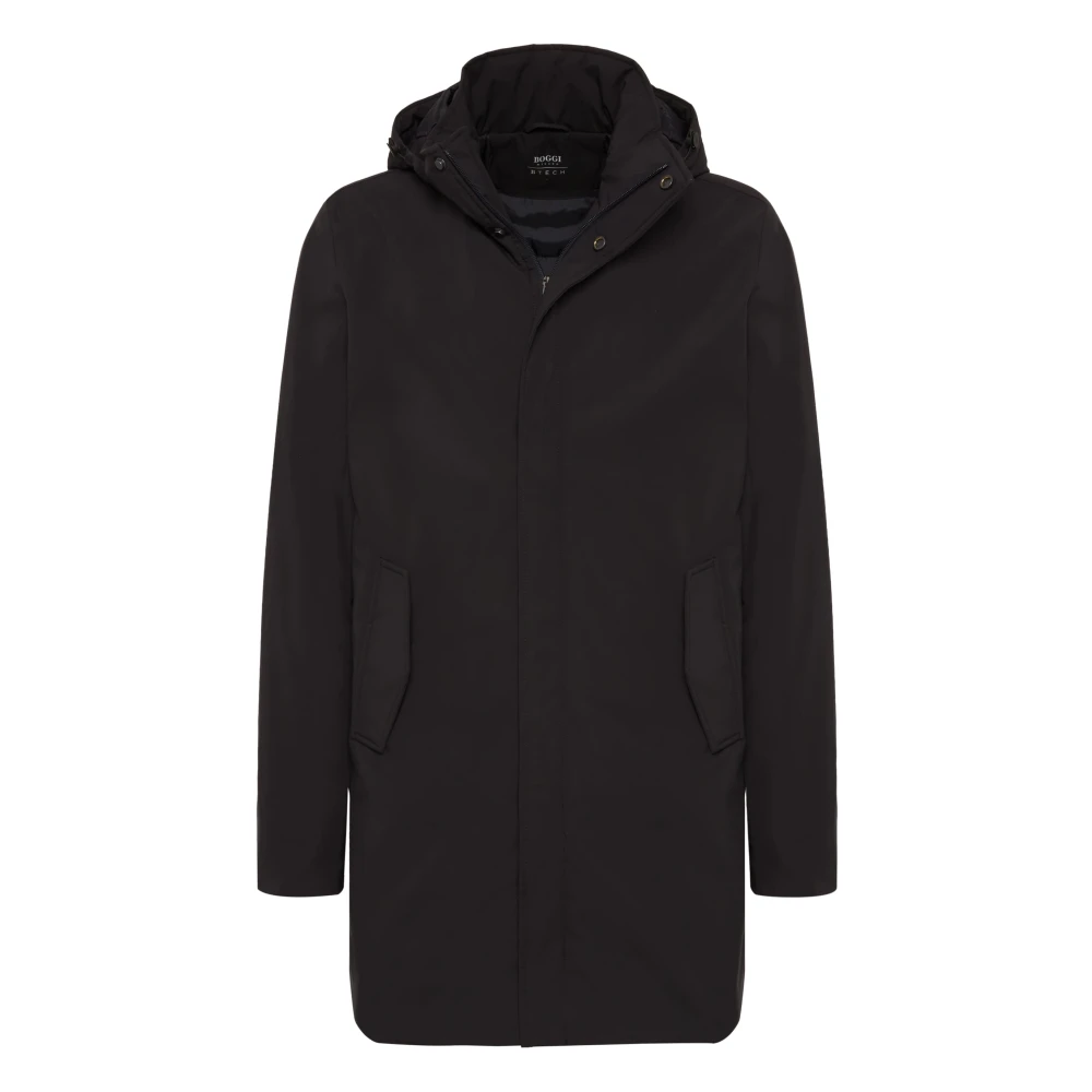 Boggi Milano Gewatteerde Tech Lange Jas Blue Heren
