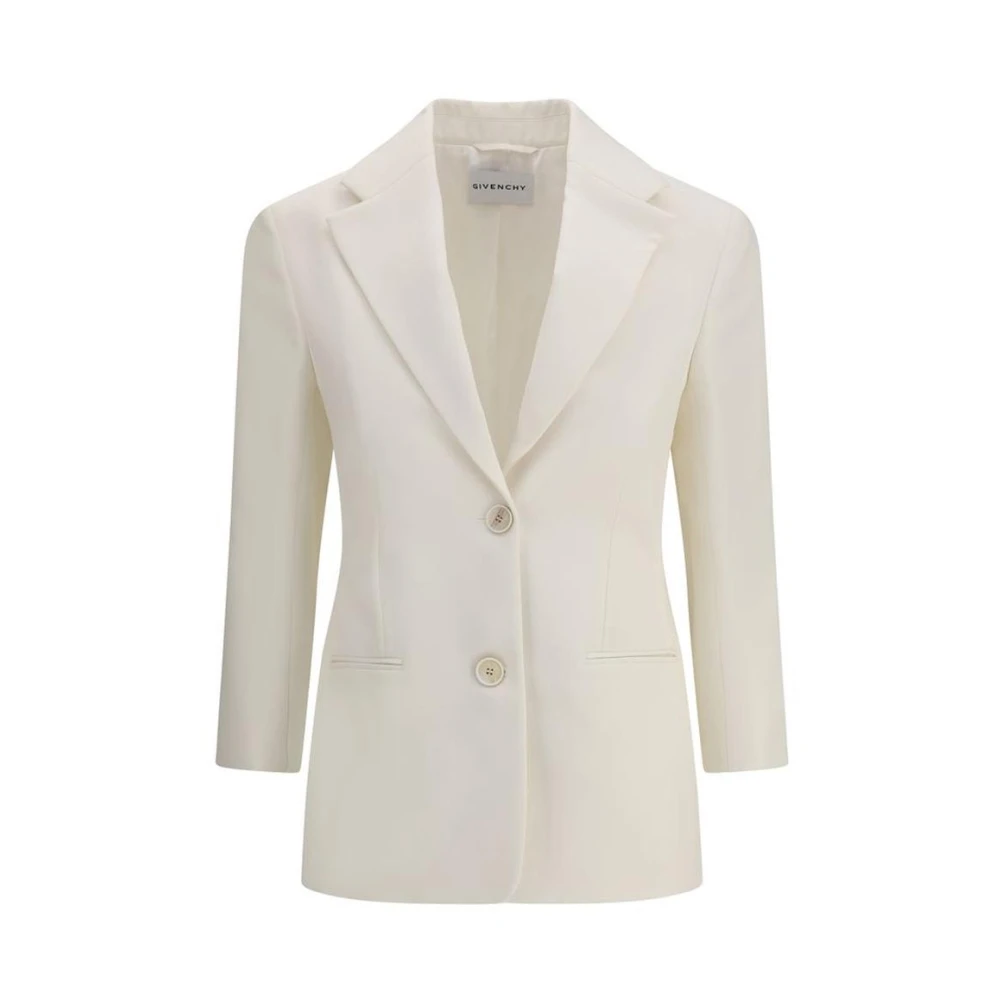 Givenchy Women's White Blazers, M, Wool Blazer With Notched Lapel