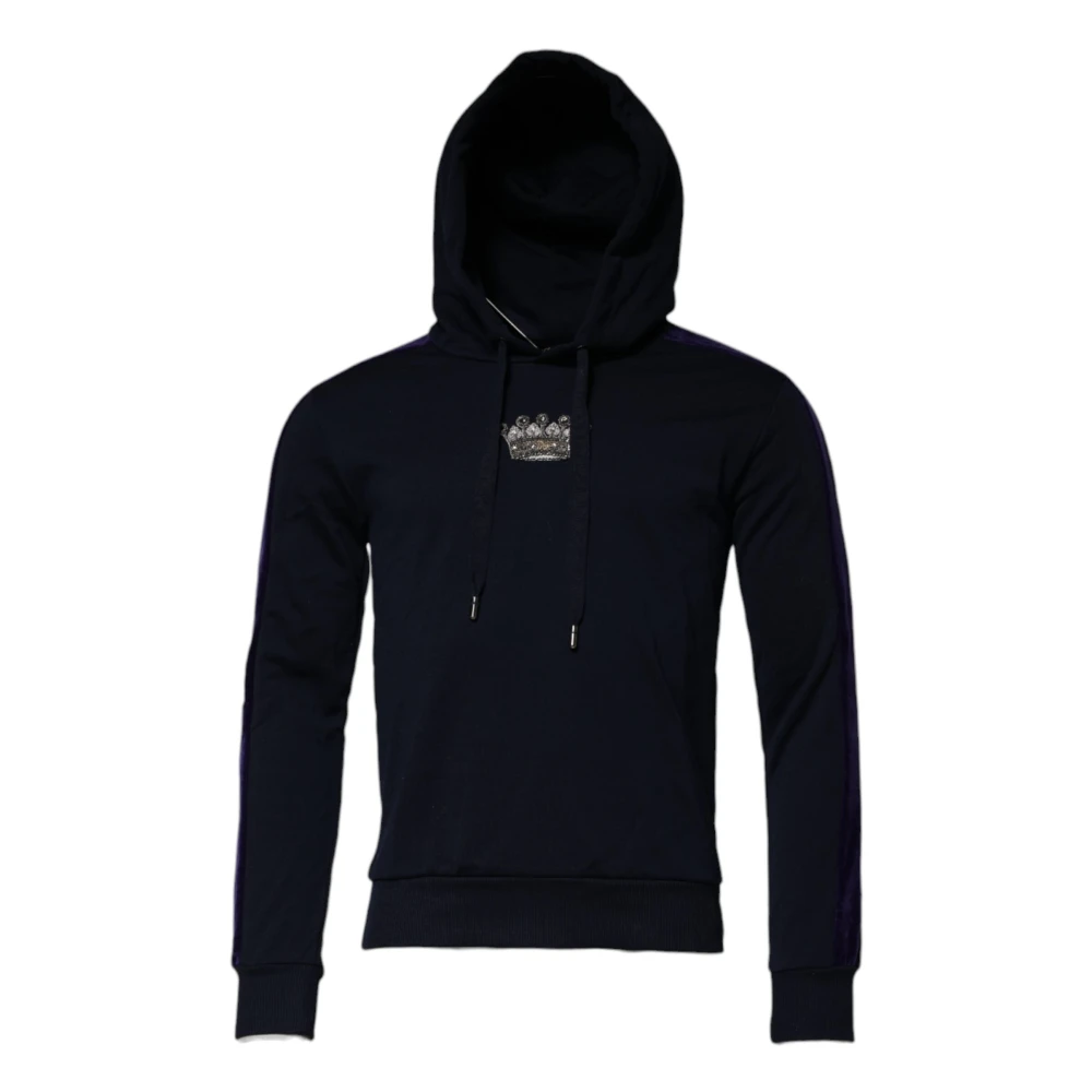 Dolce & Gabbana Women's Black Hoodies,, Crown Hooded Sweatshirt Jumper Medium