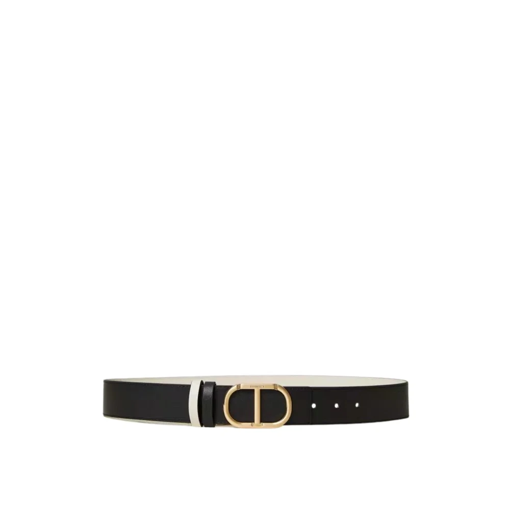 Twinset Omkeerbare Leren Riem met Gesp Black Unisex