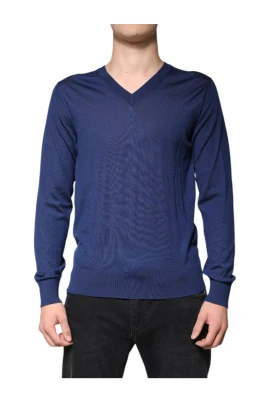 Marinblå Cashmere V-ringad Tröja