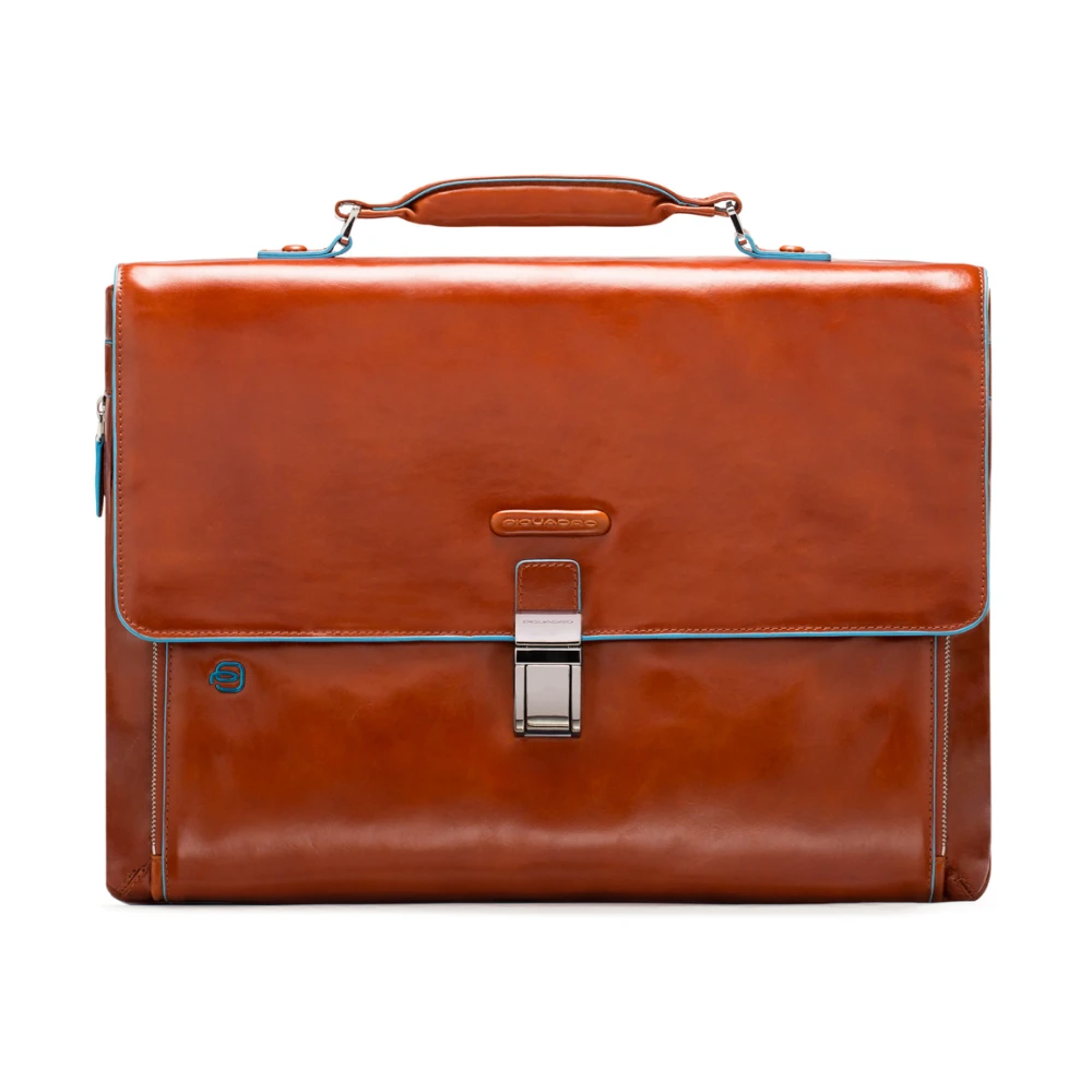 Piquadro Mannelijk Bruin Tassen Heren, One Size, Leren Laptoptas En I Pad®-Hoes Met Schokbescherming En Connequ-Zak