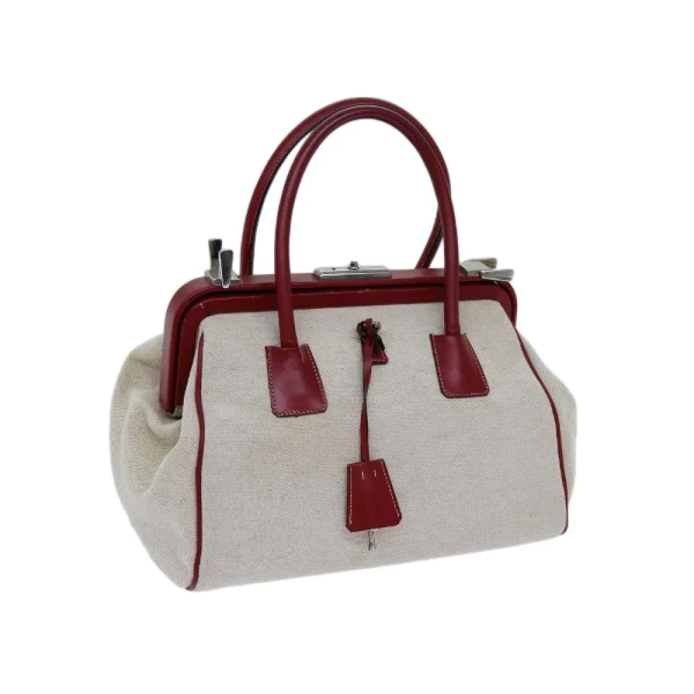 Prada Vintage Pre-owned Cotton prada-bags Beige Dames