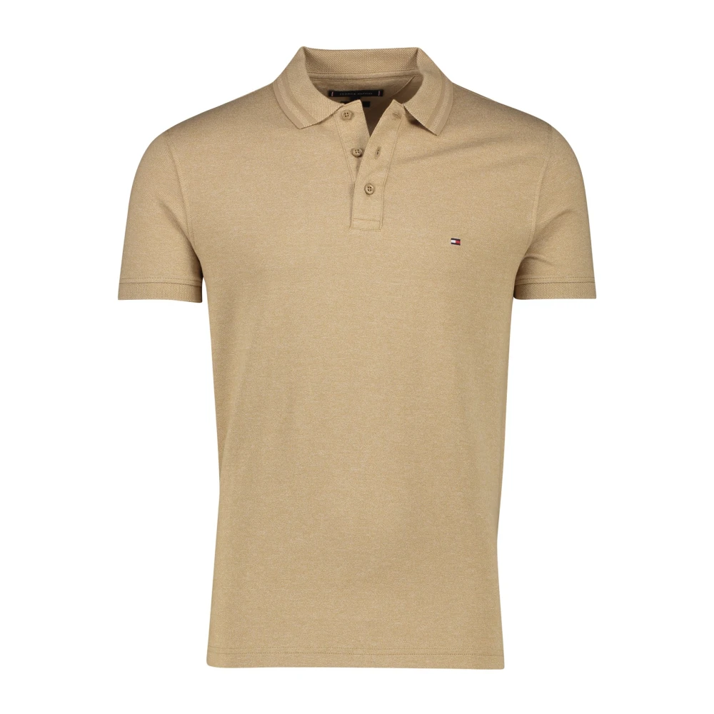 TOMMY HILFIGER Heren Polo's & T-shirts Pretwist Mouline Slim Fit Polo Bruin
