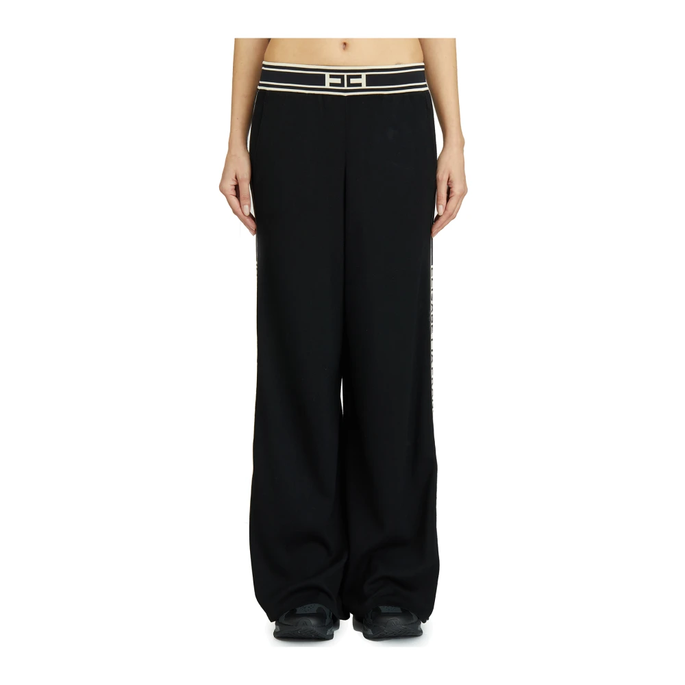 Elisabetta Franchi Viscose broek met Strepen Black Dames