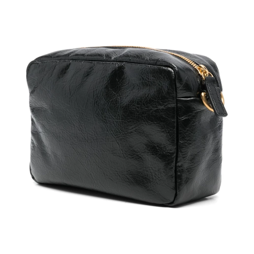 Balenciaga Gekraakt Textuur Leren Schoudertas Black Dames