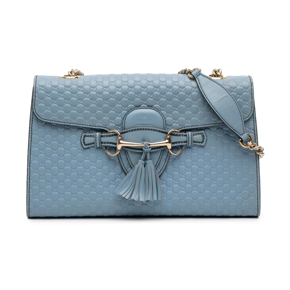 Gucci Vintage Women's Blue Pre-Owned Monogram Leather Shoulder Bag