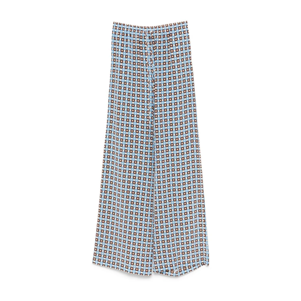 Ermanno Scervino Zijden Koord Brede Pijp Broek Blue Dames
