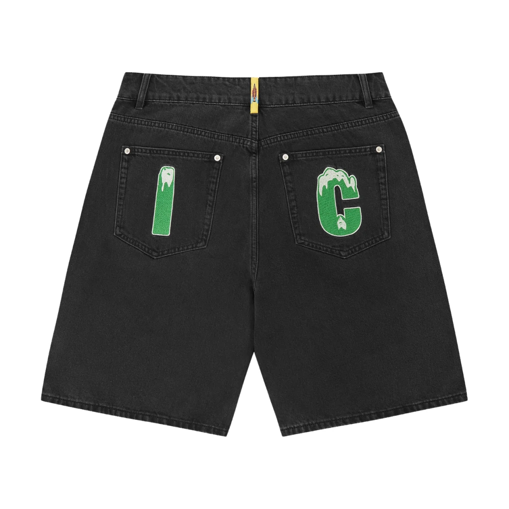 Icecream Running Dog Denim Shorts Black Heren