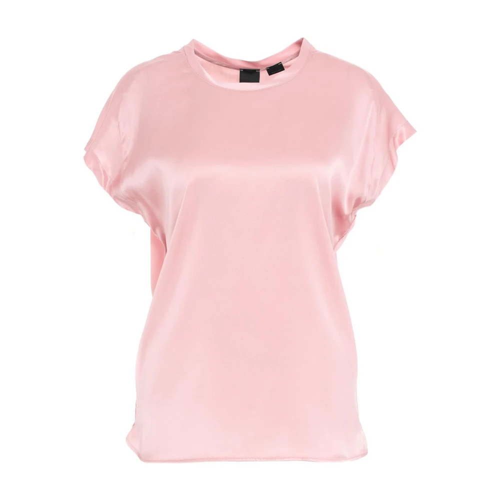 Pinko Roze Satijnen Afwerking Cap Sleeve Shirt Pink Dames