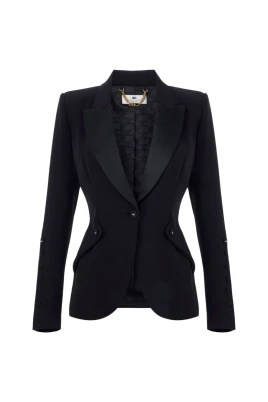 Slim Fit Crepe Blazer med Tuxedo Detaljer