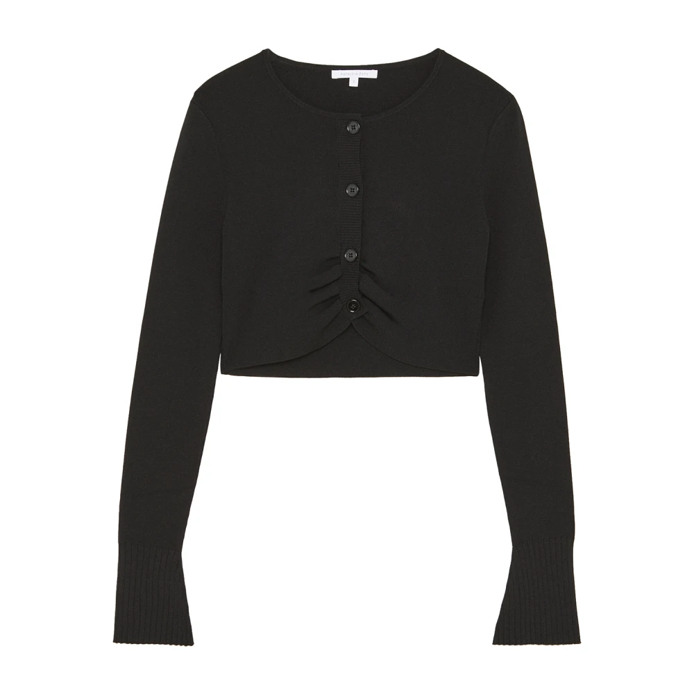 PATRIZIA PEPE Gebreide viscose blend cropped cardigan Black Dames