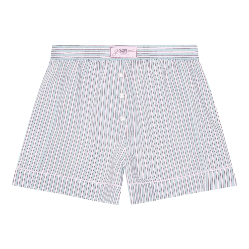 Ganni Damen Blau Klare E Shorts Mit Knopfverschluss