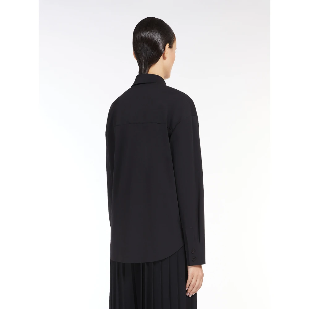 Max Mara Zwarte overhemd met lange mouwen en puntkraag Black Dames