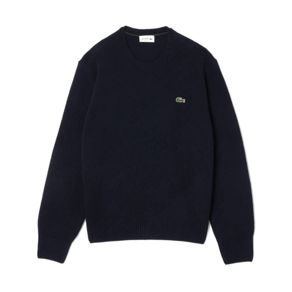 Lacoste Men's Blue Wool Crewneck Jumper In Navy