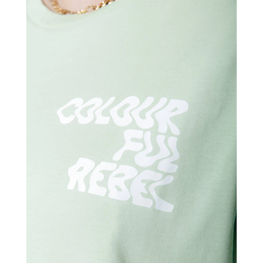 Colourful Rebel Wave Logo Loosefit Tee Green Dames