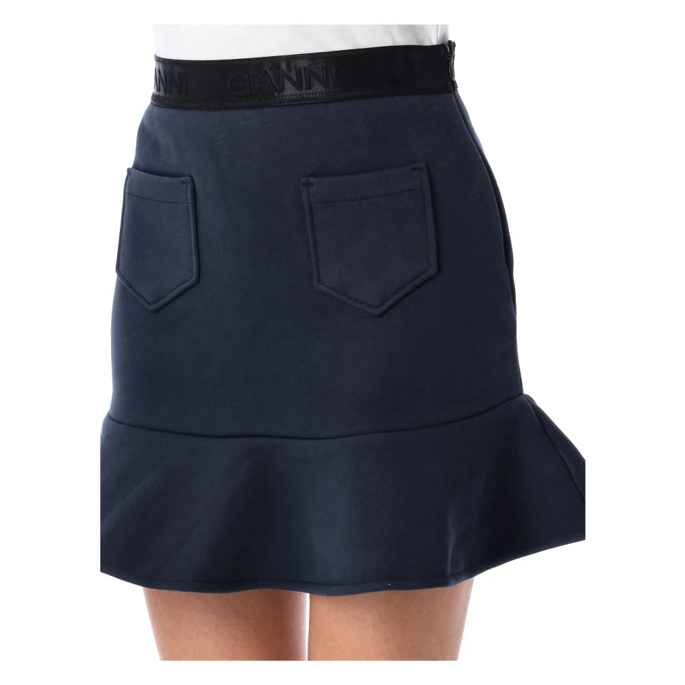 Ganni Blauwe Minirok met Ruches Blue Dames