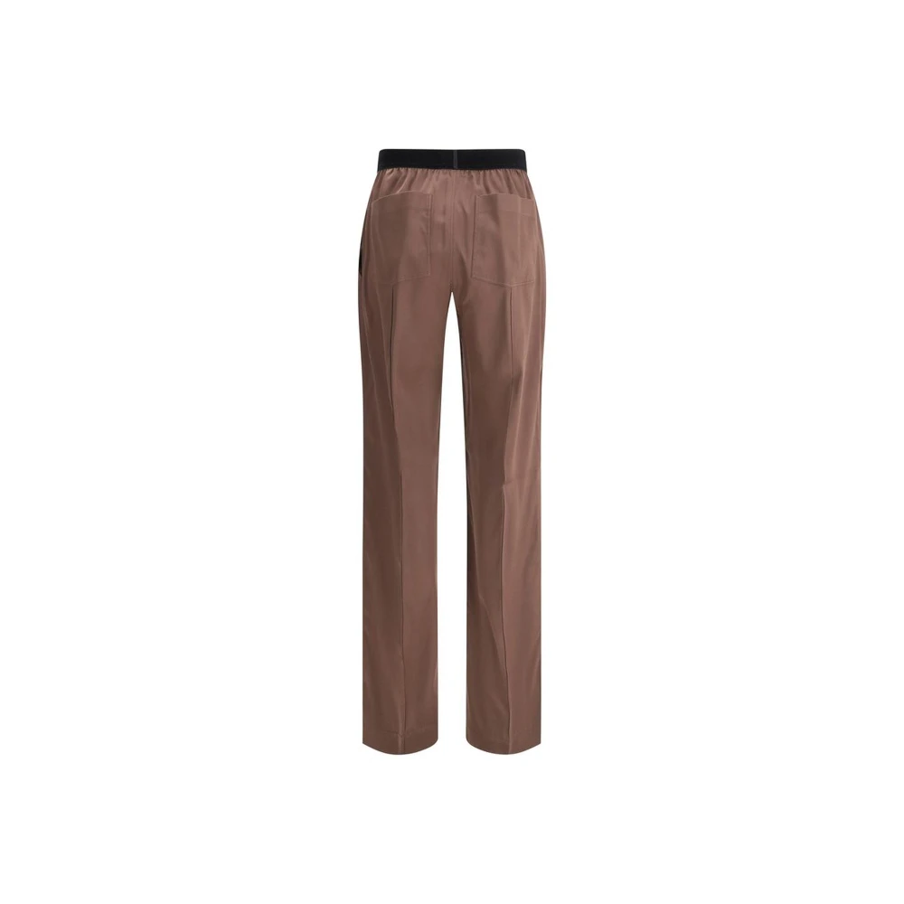 Tom Ford Zijden Elastische Taillebroek Meerdere Zakken Brown Dames