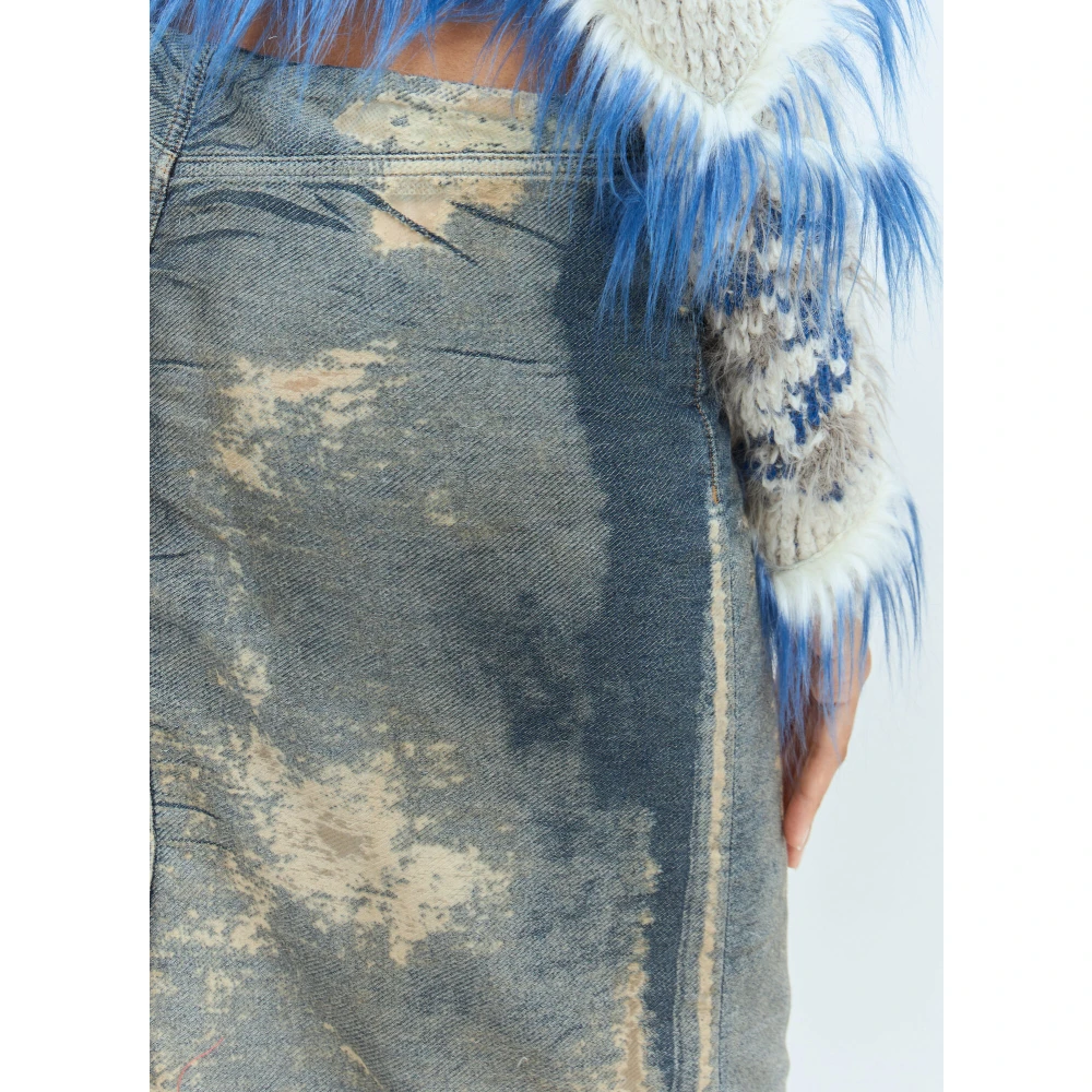 Diesel Versleten Denim Midi Rok Blue Dames