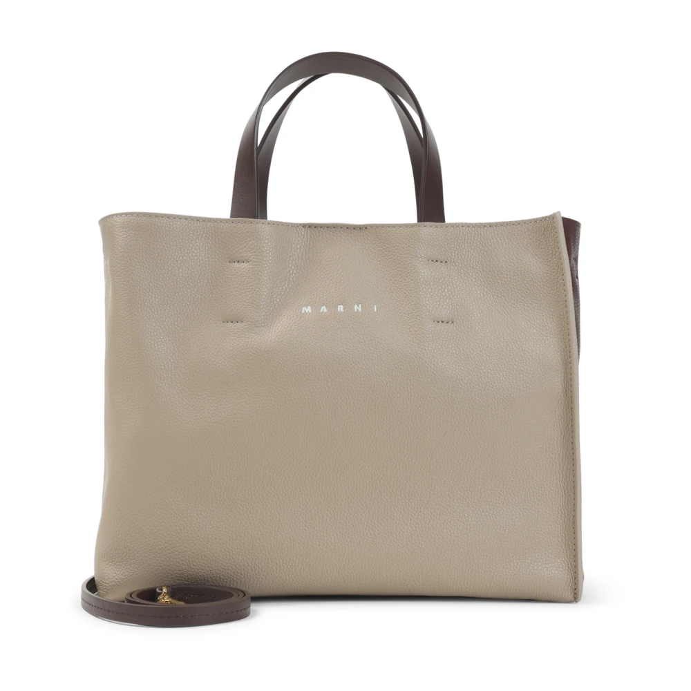 Marni , Shopping Bags, Female, Beige, One Size, Leather Shoulder Bag - Image 5