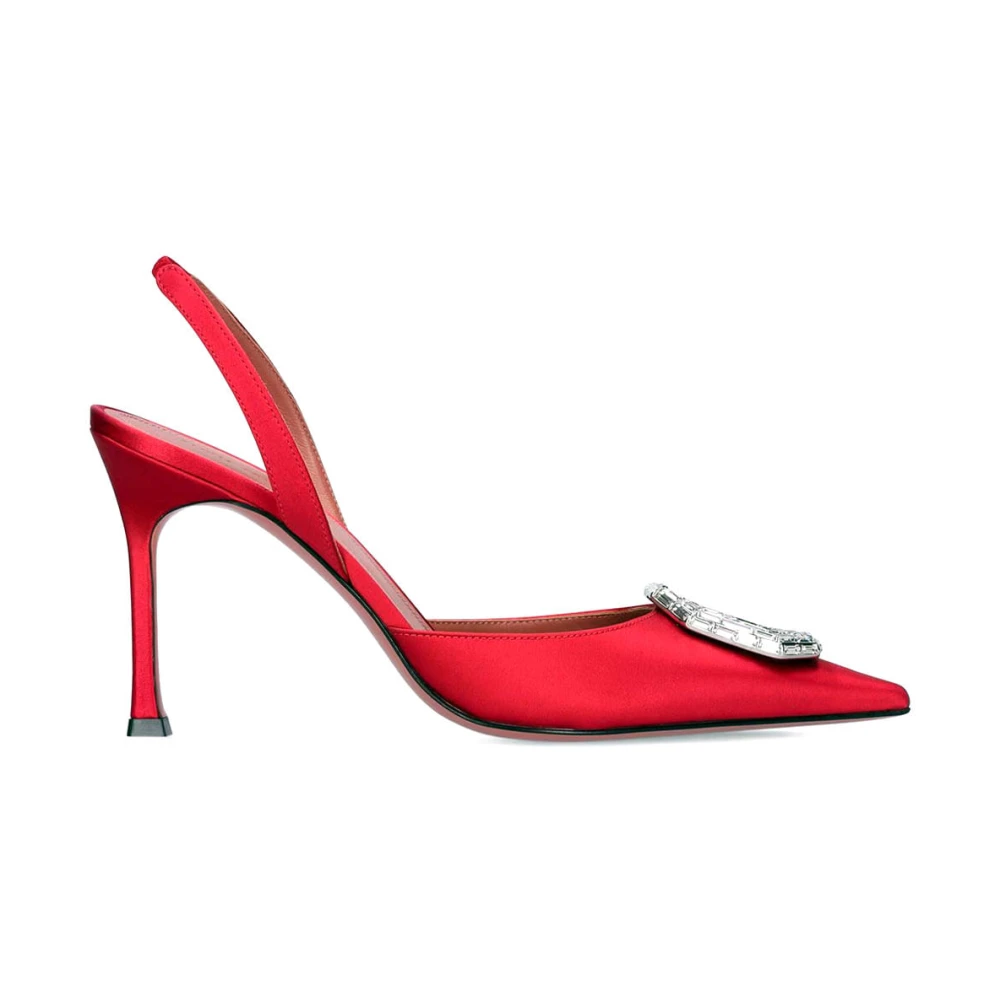 Amina Muaddi Women's Red Slingback Pumps