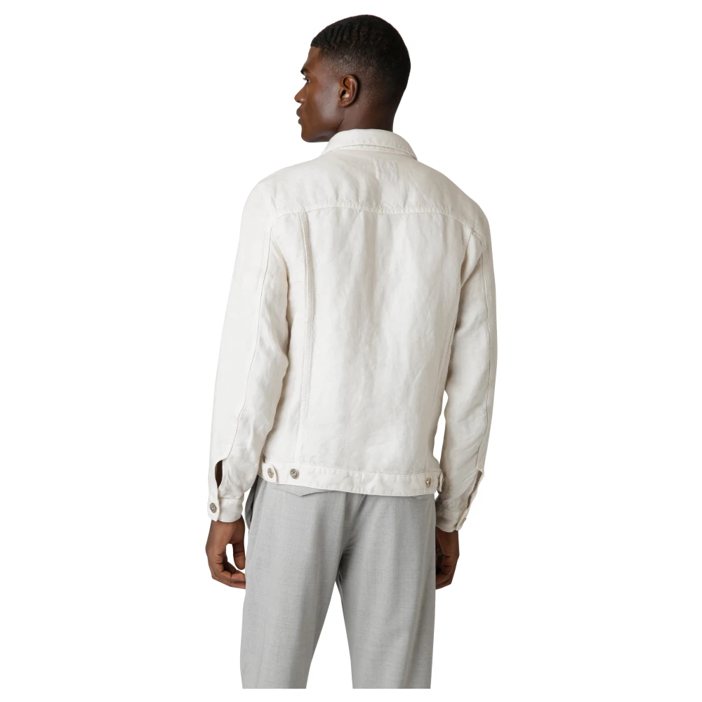 Eleventy Denim jack in linnen regular fit Beige Heren