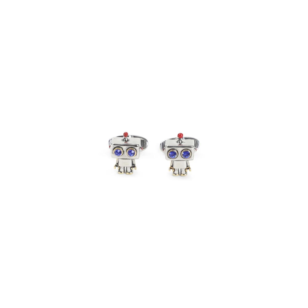 Paul Smith Men's Gray Clips Bars, One Size, Robot Cufflinks