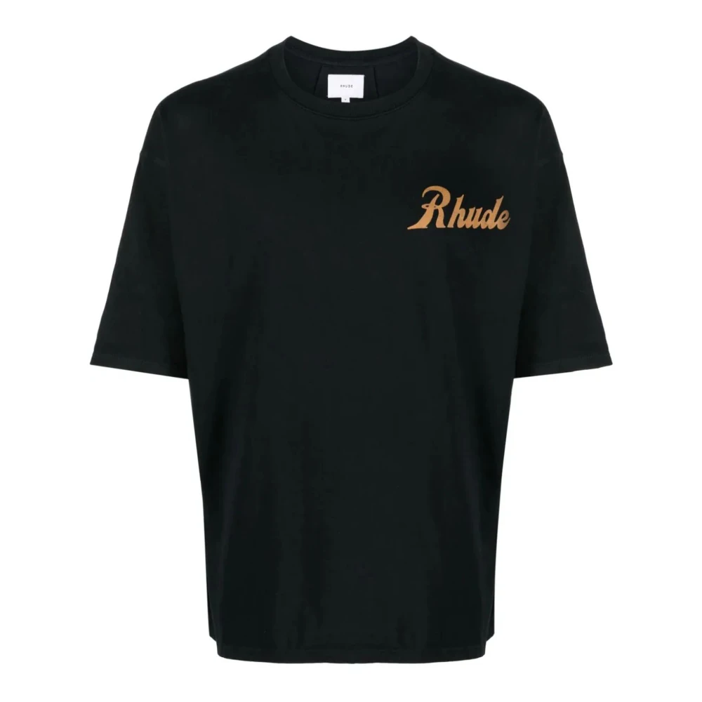 Rhude Zwart Logo Print Katoenen T-shirt Black Heren