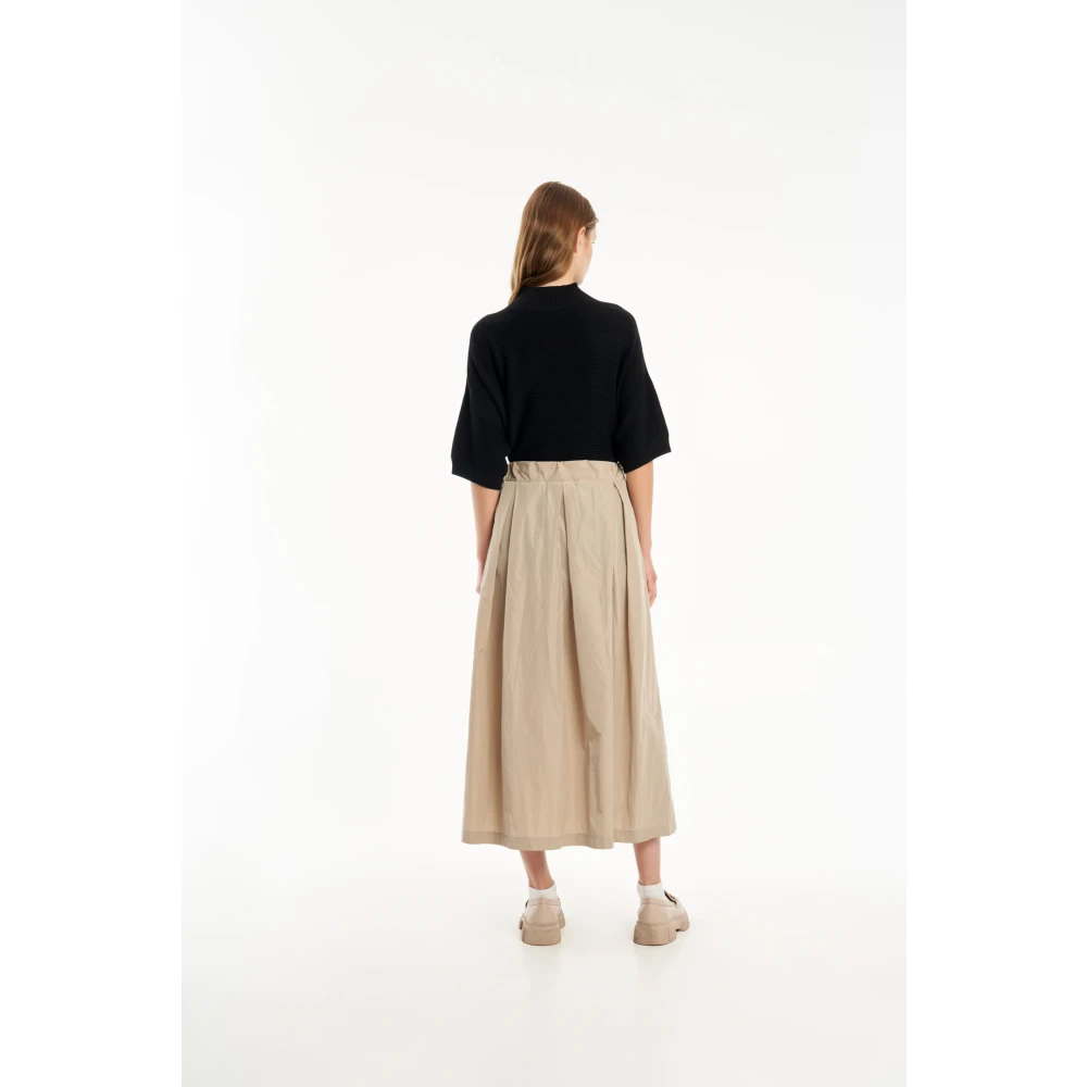 Vicario Cinque Elegante Maxi Rok met Zakken Beige Dames