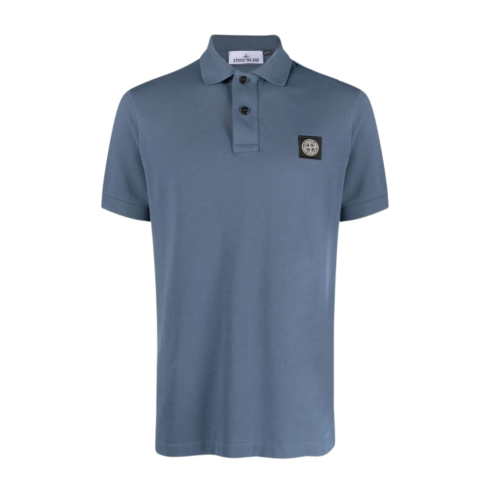 Stone Island Blauwe Pique Polo Shirt Blue Heren