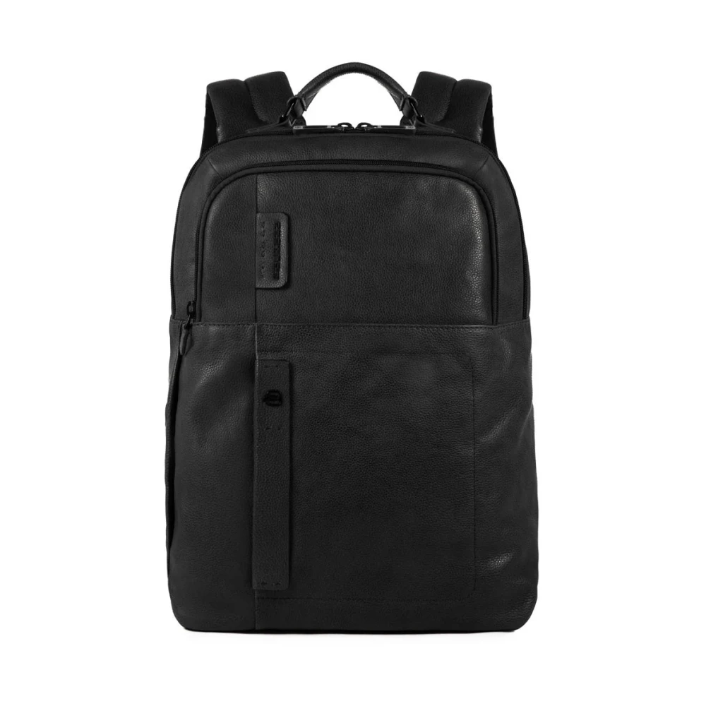 Piquadro Mannelijk Zwart Tassen Heren, One Size, Leer, Blauwe Herenrugzak Met Laptopvak