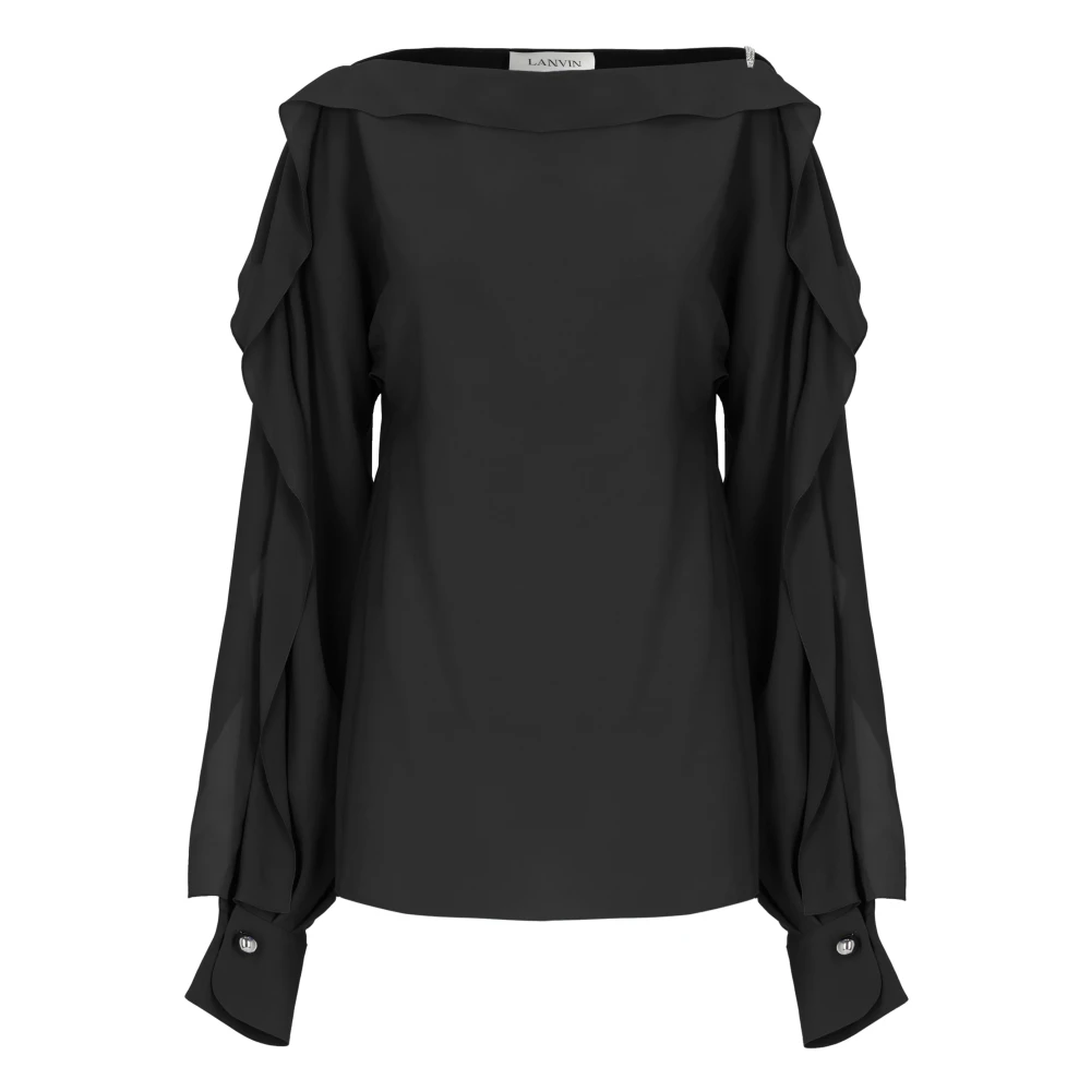 Lanvin Black Straight-Neck Silk Jumper - Female - Blouses - S - Blouses & Shirts