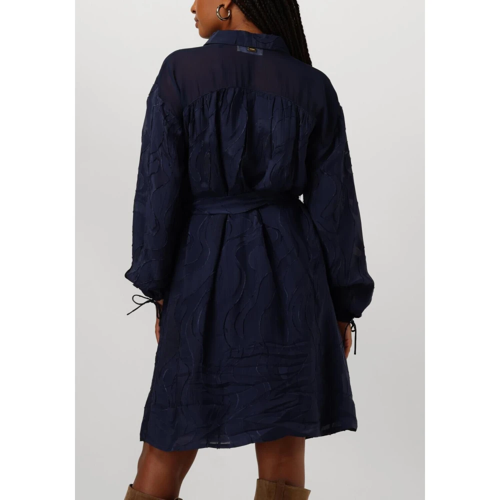 Pom Amsterdam Midnight Blue Jacquard Jurk Blue Dames