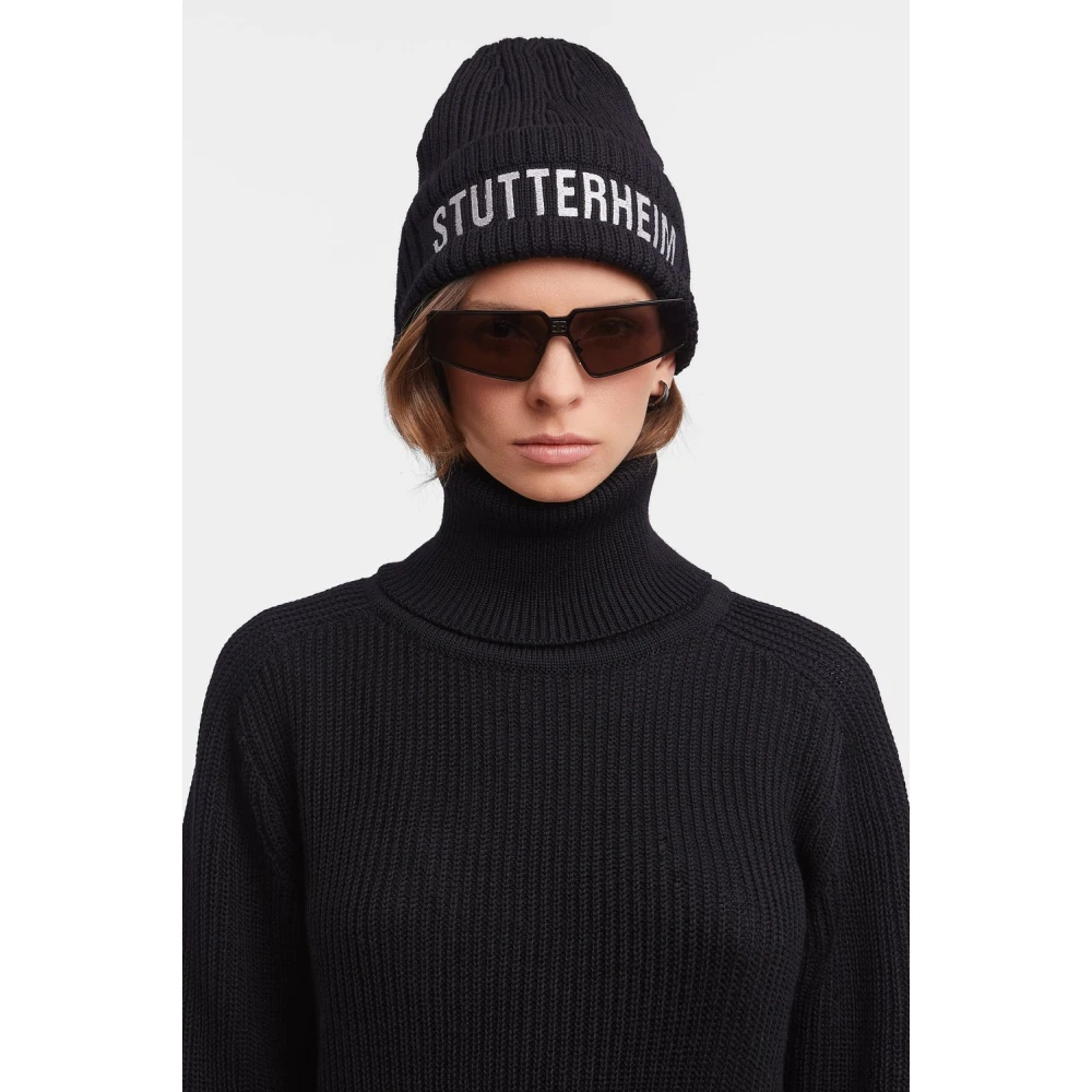 Stutterheim Merino Wol Ribgebreide Muts Black Unisex