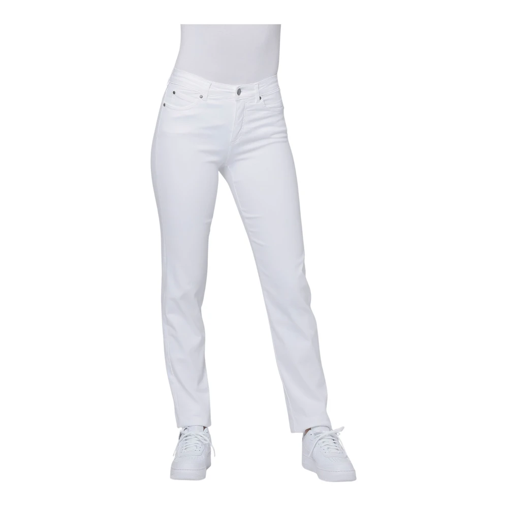C.ro Women's White Slim-Fit Trousers, 3XL, Magic Fit Regular Trousers