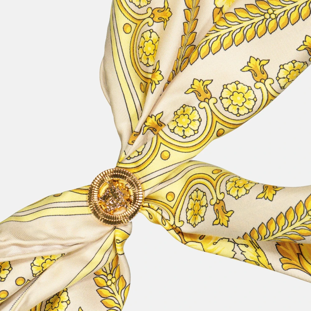 Versace Barocco Zijden Driehoekssjaal Yellow Unisex