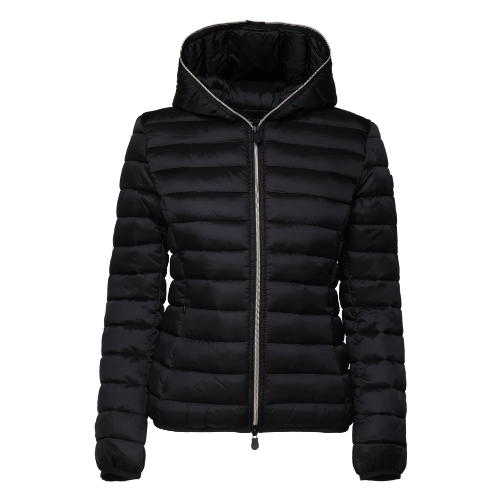 Save The Duck Zwarte Gewatteerde Hoodie met Rits Black Dames