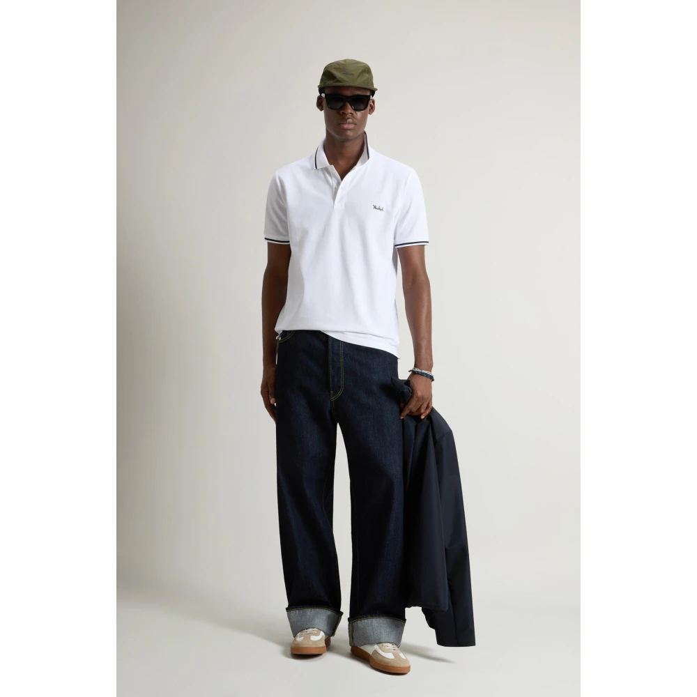 Woolrich Grafische Polo Shirt Wit White Heren
