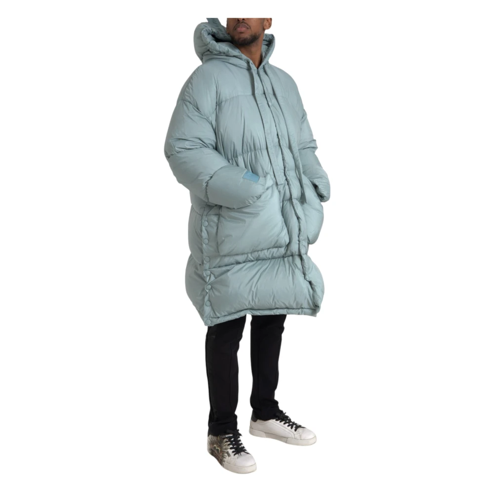 Dolce & Gabbana Gewatteerde Hooded Pufferjas Blauw Blue Heren
