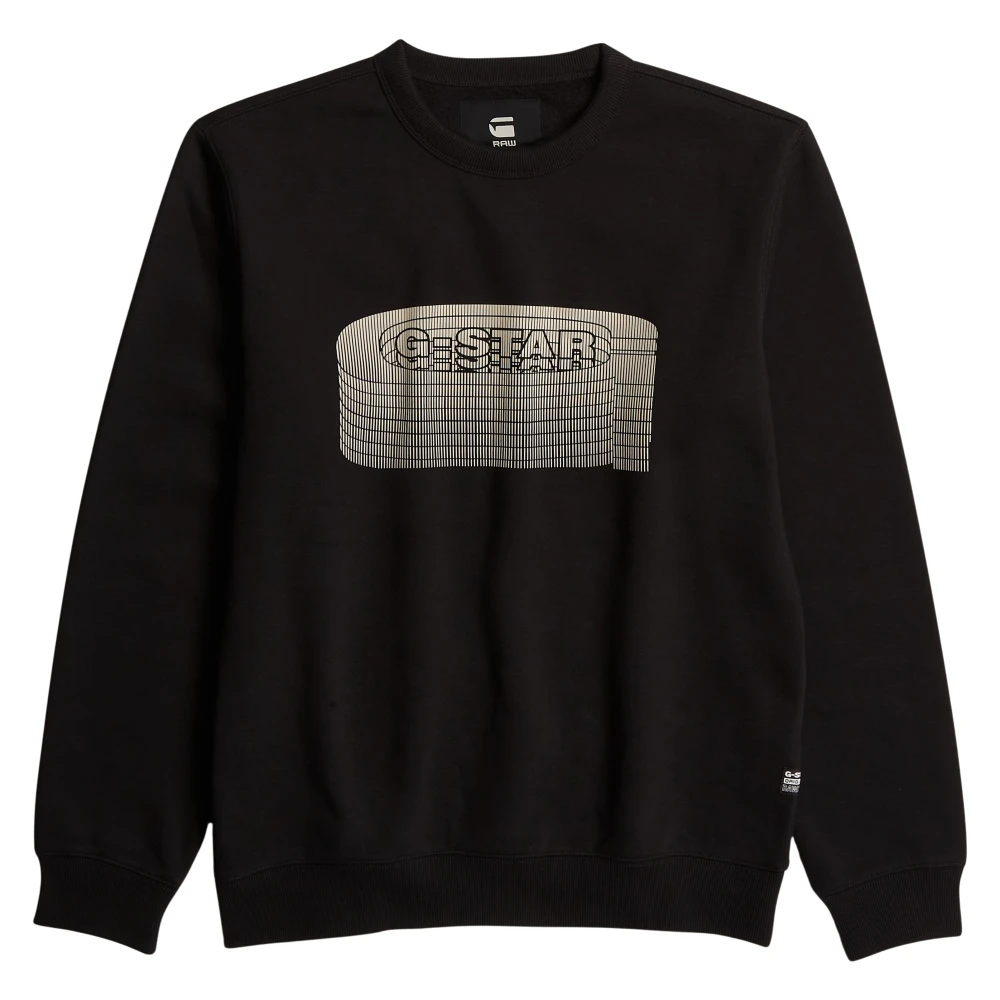 G-Star Gestapelde Logo Sweater Rechte Pasvorm Black Heren