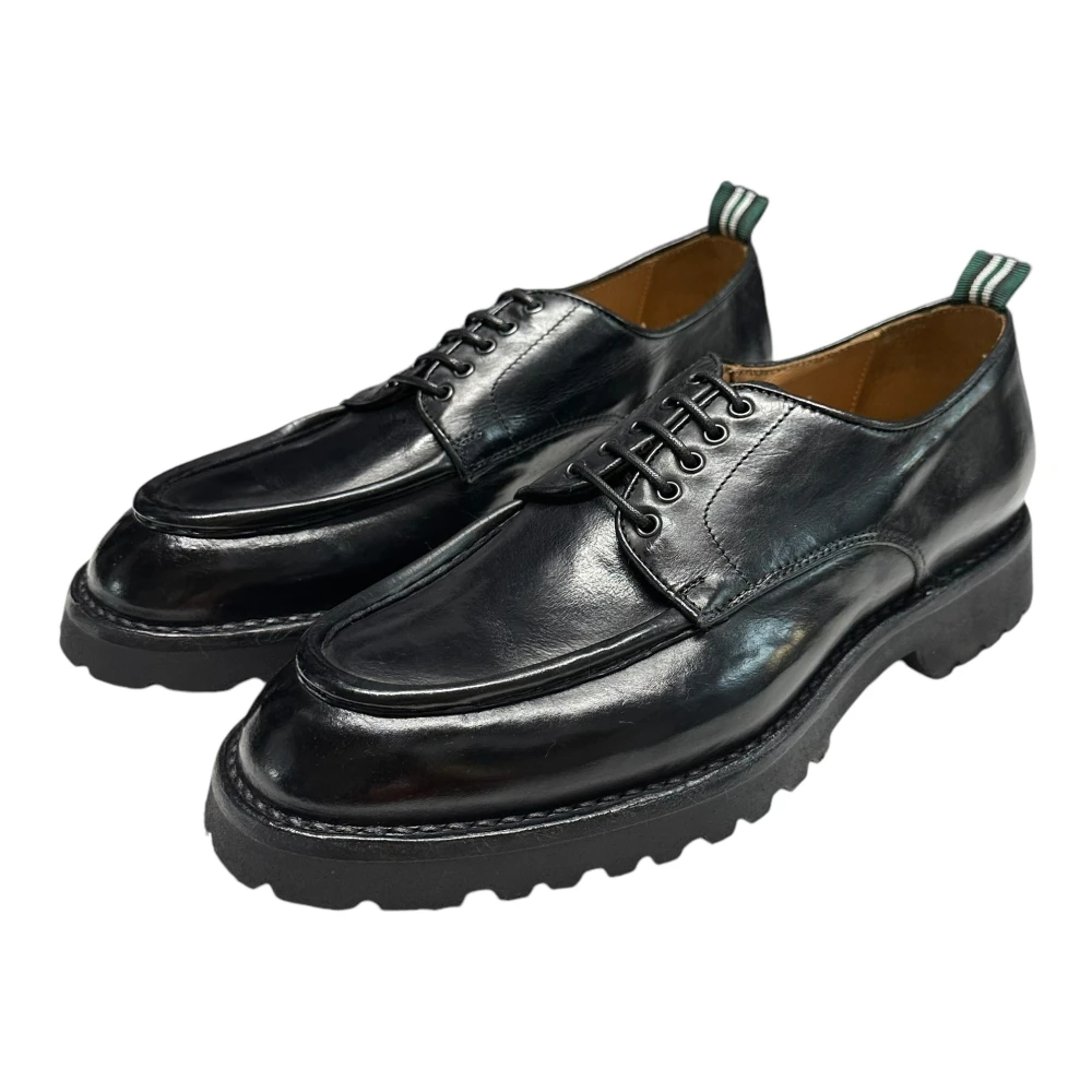 Green George Lage Leren Schoenen Black Heren