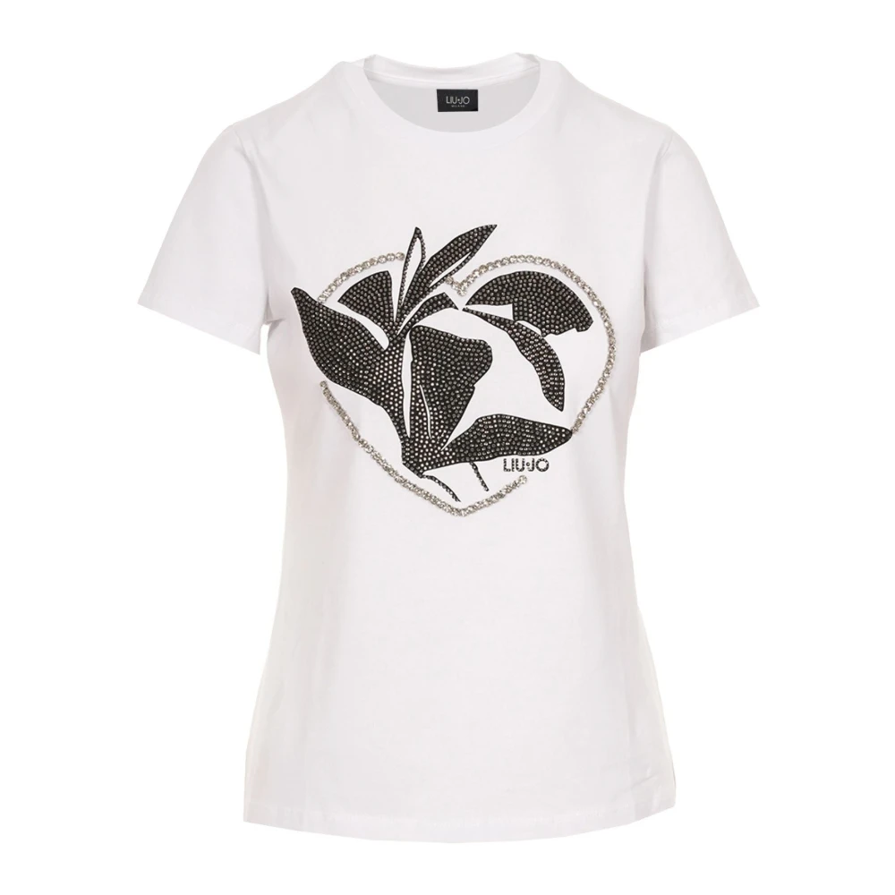 Liu Jo Dames Rhinestone Print T-shirt White Dames