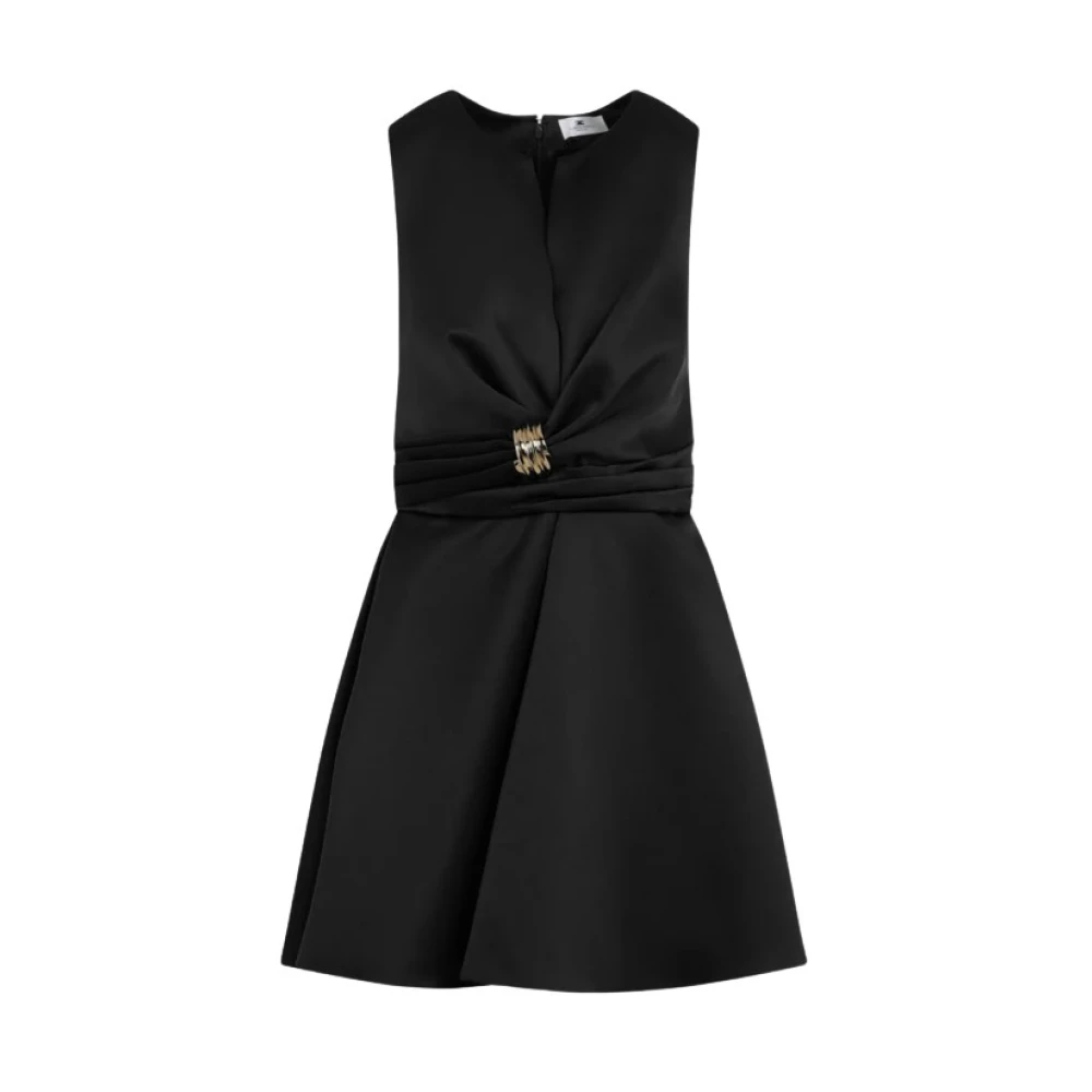 Elisabetta Franchi Black Short Dresses, Female, M, Duchess Satin Dress