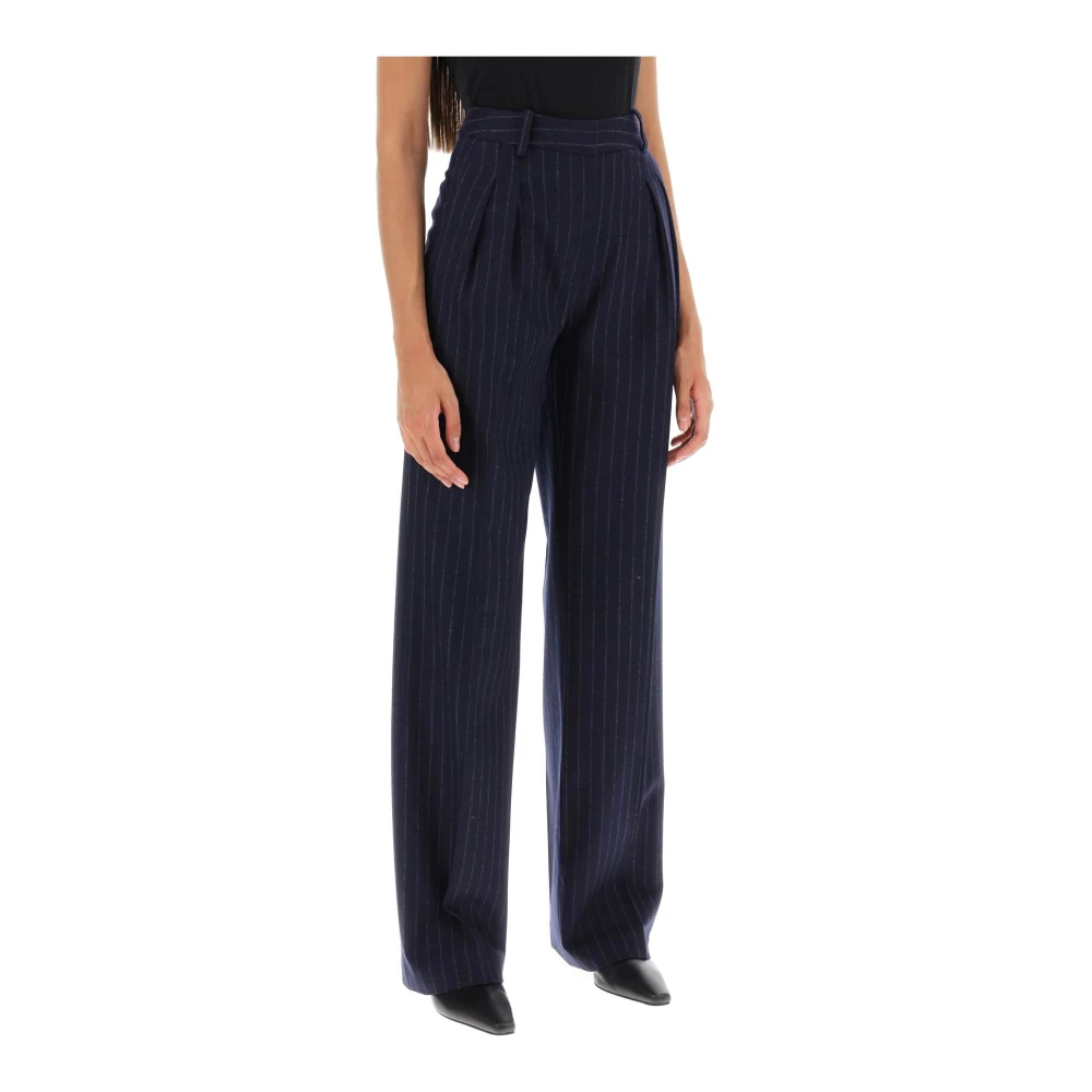 Loulou Studio Pinstripe Wool Trousers Blue Dames