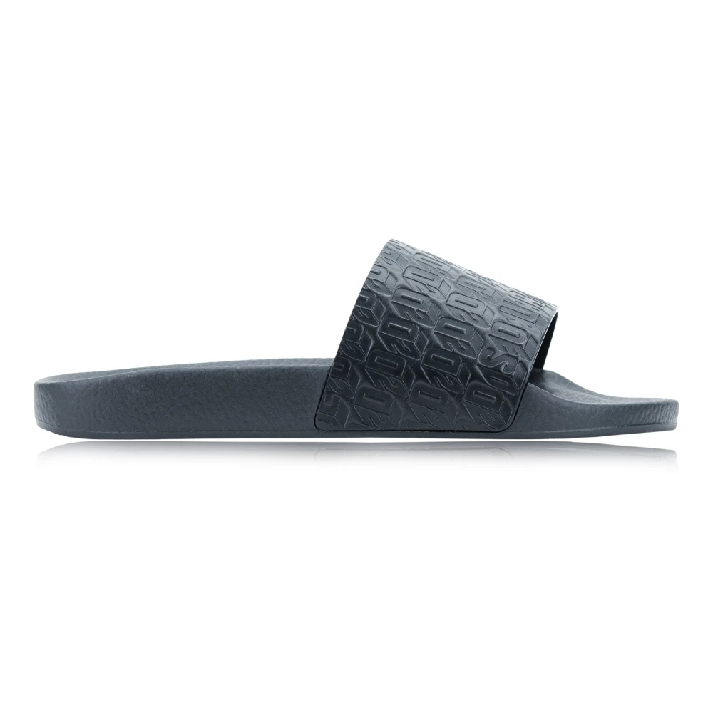 Dsquared2 Men's Black Slip-On Leather Sandals Size 6 Uk