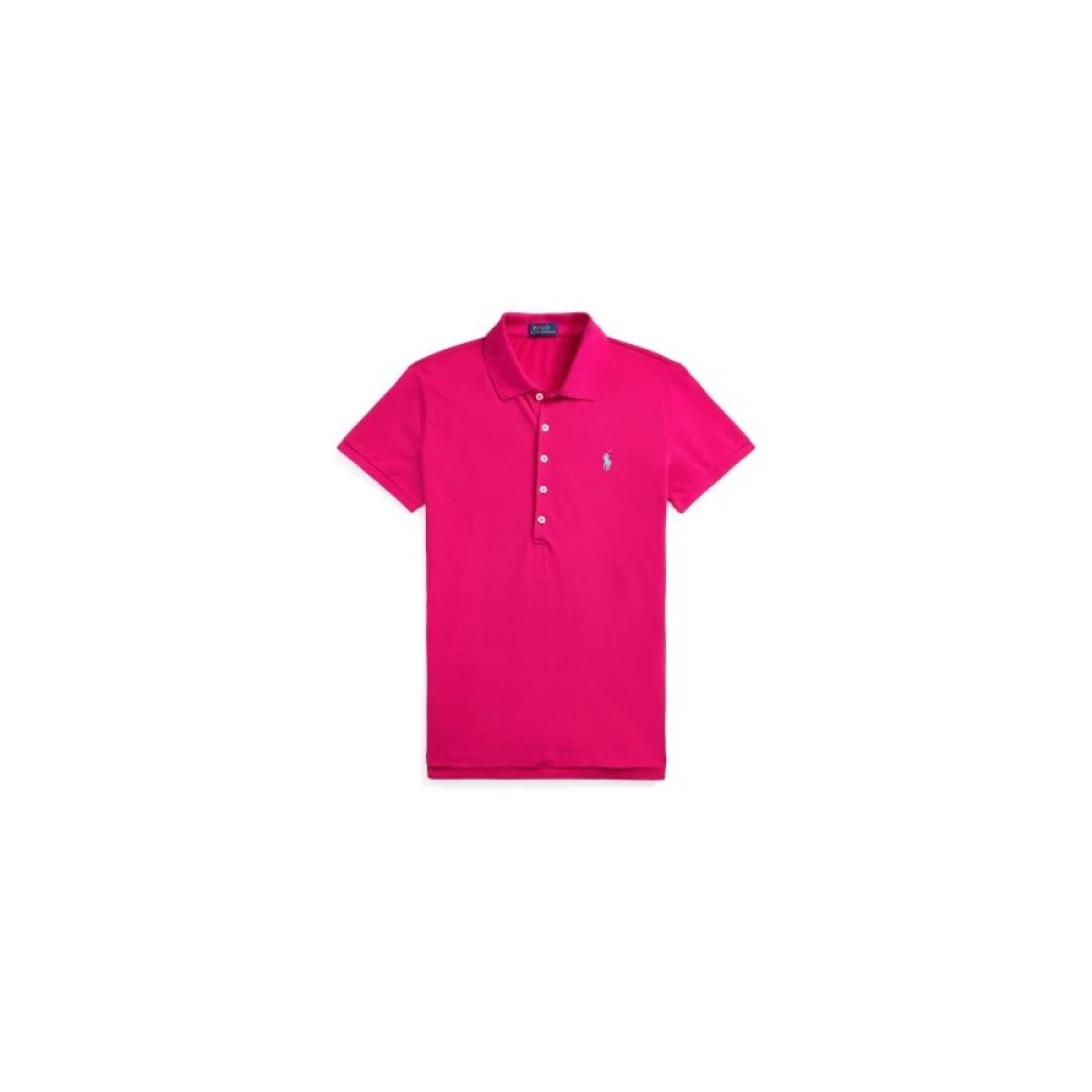 Ralph Lauren Slim Roze Polo Julie met geborduurd logo Pink Dames