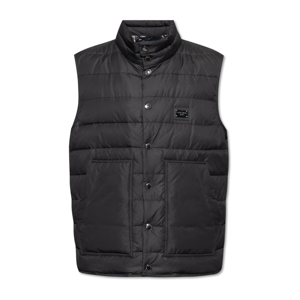 Dolce & Gabbana Men's Black Quilted Vest With Logo - Waistcoats - S - Jackets