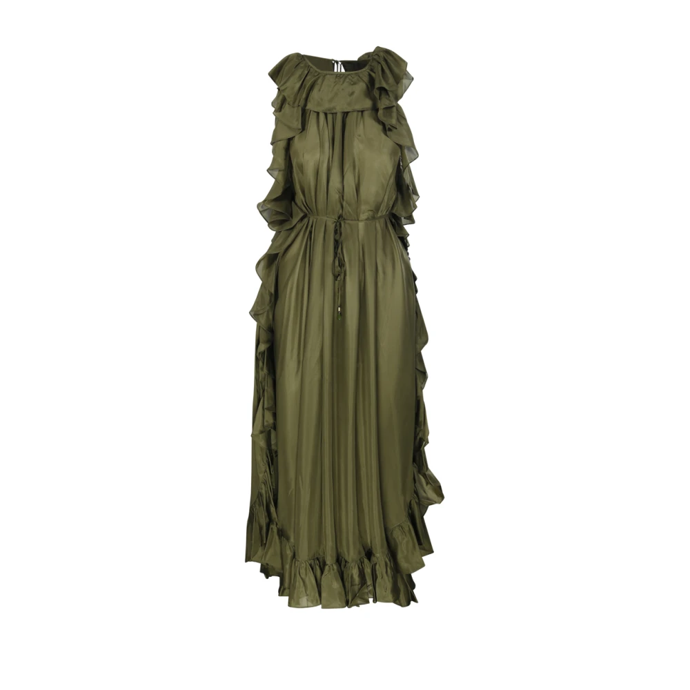 Zimmermann Women's Green Maxi Dresses, M, Cascadian Ruffle Midi Dress